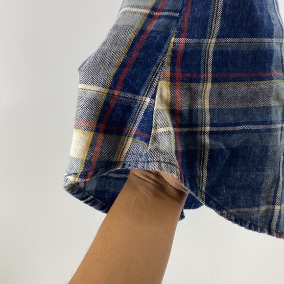 Harley Davidson button up short sleeve plaid semi distressed logo front n back - Picture 11 of 12